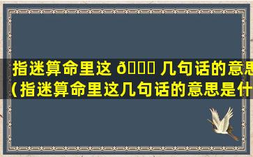 指迷算命里这 💐 几句话的意思（指迷算命里这几句话的意思是什 🌳 么）